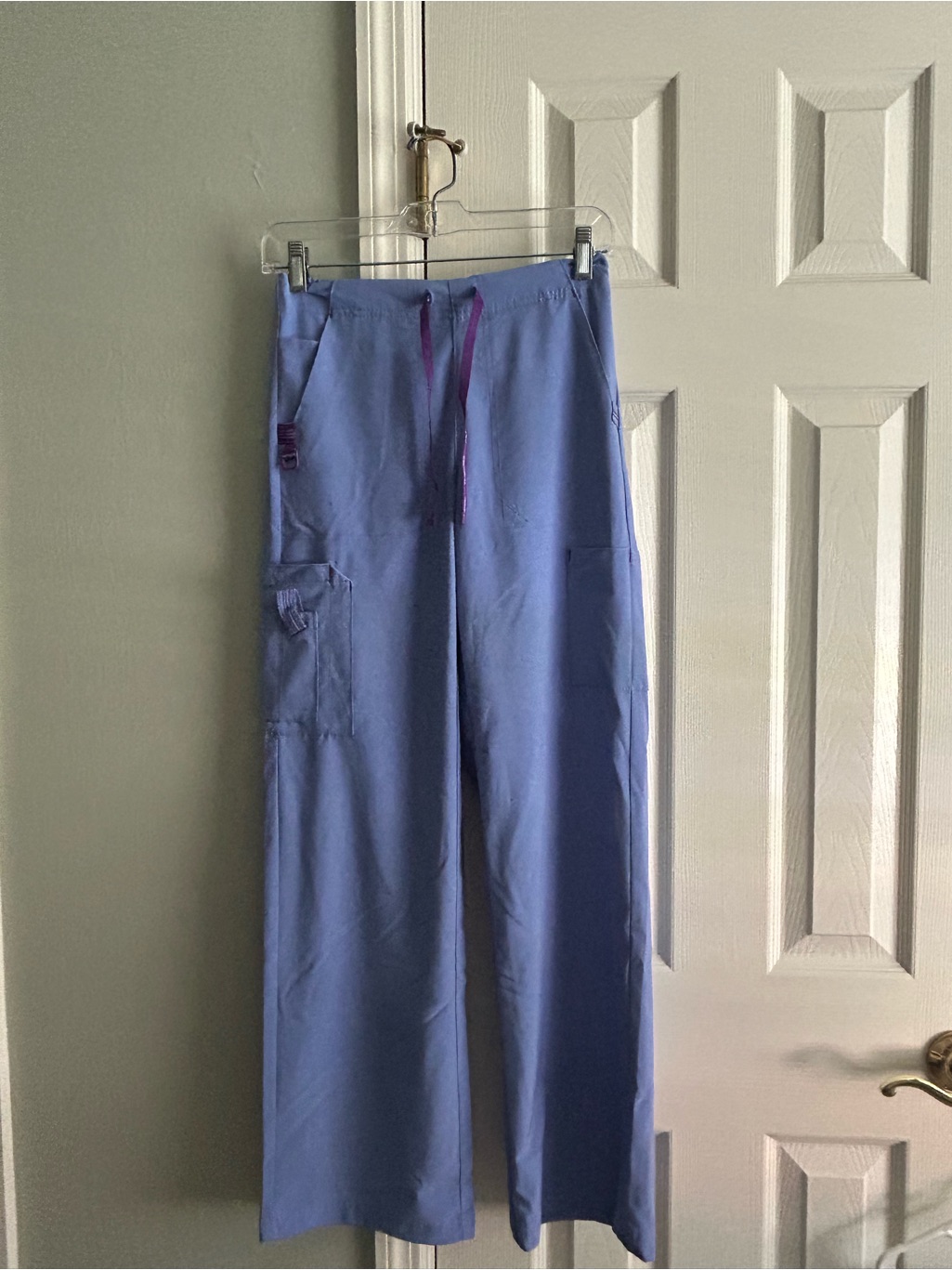 Wide-Leg Drawstring Track Pants In Periwinkle Blue